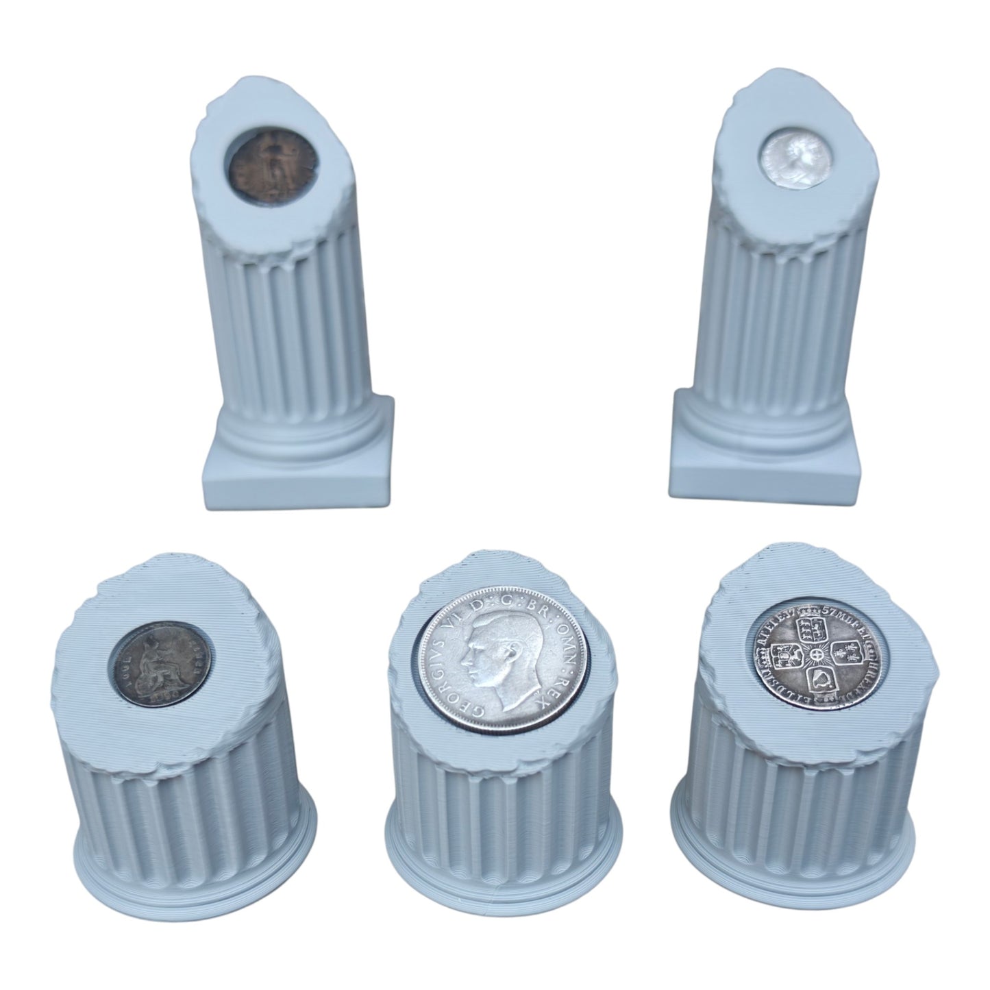 Pack of 4 customisable coin display pillars