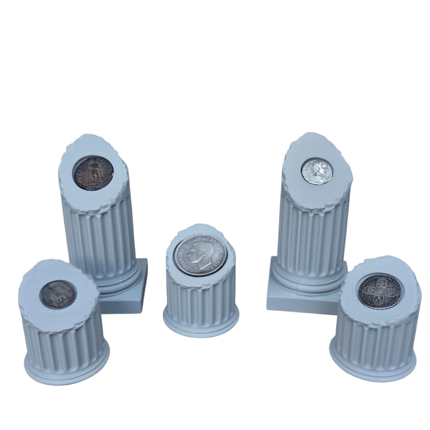 Pack of 4 customisable coin display pillars